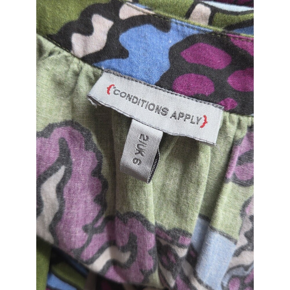 Anthropologie Conditions Apply Green Floral Puff Sleeve Midi Dress Size 2 BOHO - Picture 5 of 6